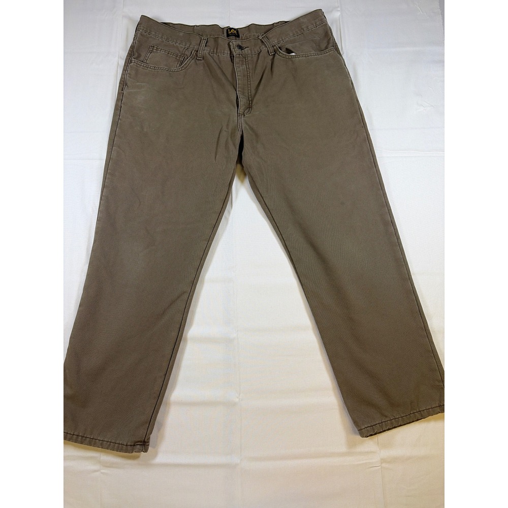 Lee Relaxed Fit Flannel Lined Pants Brown Plaid Lining Mens 42x30 Workwear